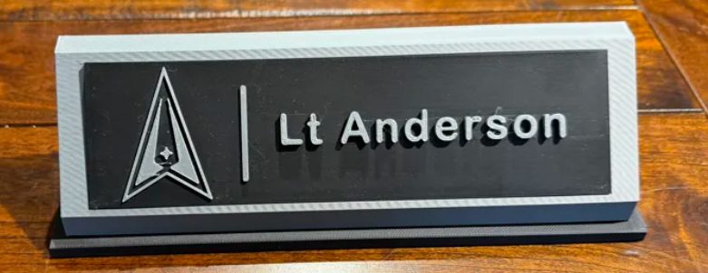 Two-tone 3D printed desk name plate